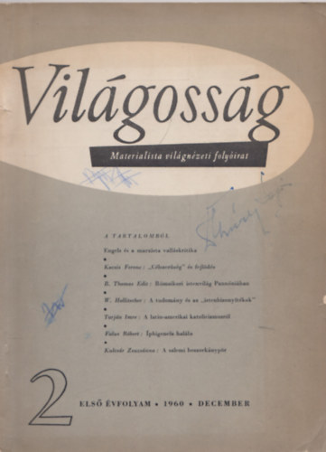 Ball Istvn, Benk Kroly, Egyed Lszl - Vilgossg - materialista vilgnzeti folyirat - I. vfolyam 2. szm, 1960 december