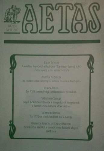Papp S�ndor - Koszta L�szl� - Aetas - T�rt�nettudom�nyi foly�irat 2003/2