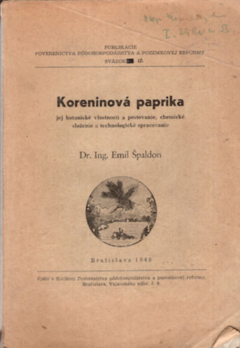 Dr. Ing Emil Spaldon - Koreninová paprika - Szlovák növénytermesztés