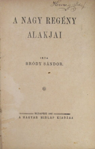 Brdy Sndor - A nagy regny alakjai