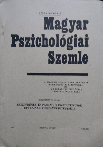 Magyar Pszichol�giai Szemle 1980. XXXVII. k�tet, 4. sz�m - K�l�nlenyomat