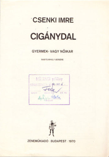 Csenki Imre - Cignydal (gyermek- vagy nikar)- Babits Mihly versre