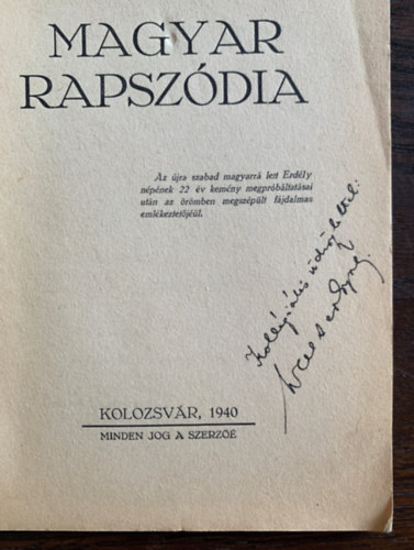 Walter Gyula - Magyar rapszódia - Dedikált!