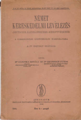 Dr. Barsika Mihály és Dr. Heinrich János - Német kereskedelmi levelezés