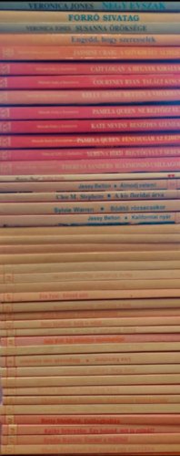 Veronica Jones, Judith Kay, Jasmine Craig, Cait Logan, Courtney Ryan, Kelly Adams, Pamela Queen, Kate Nevins, Serena Bird, Theresa Sanders, Francine Pascal, Sheila Bruckner, Jessy Belton, Cleo M. Step - 42 db Romatikus kisregny: Ngy vszak, Forr sivatag, Susanna rksge, Engedd, hogy szeresselek, A szvkirly alibije, A hegyek kirlya, Tallt kincs, A viharban, Ne rejtzz el!, Beszdes szemek, Fnysugr az jben, Begygyult sebe