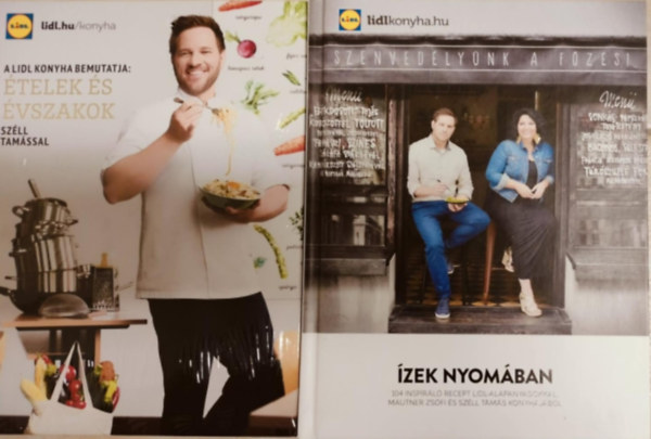 Széll Tamás - 2 db Lidl szakácskönyv ( együtt ) 1. Ételek és évszakok, 2. Ízek nyomában