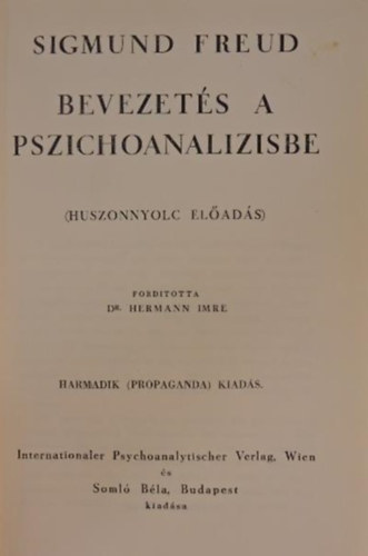 Sigmund Freud - Bevezetés a pszichoanalízisbe