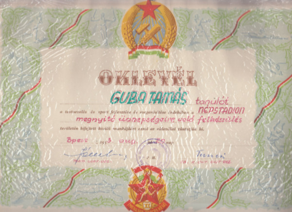 Szocreál díszoklevél