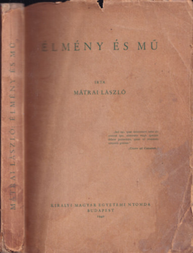 Mátrai László - Élmény és mű (dedikált?)