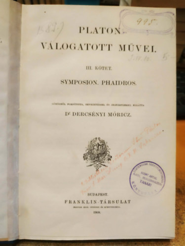 Platon - Platon válogatott művei III: Symposion-Phaidros