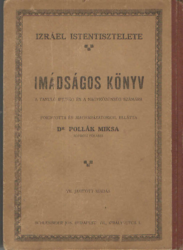 Dr. Poll�k Miksa - Izr�el istentisztelete - Im�ds�gos k�nyv