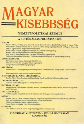 Sz�kely Istv�n (szerk.) - Magyar Kisebbs�g V. �vf. 1999. 2-3. (16-17.)