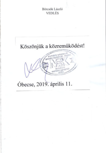 Brcsk Lszl - Vedls - Antolgia - Dediklt