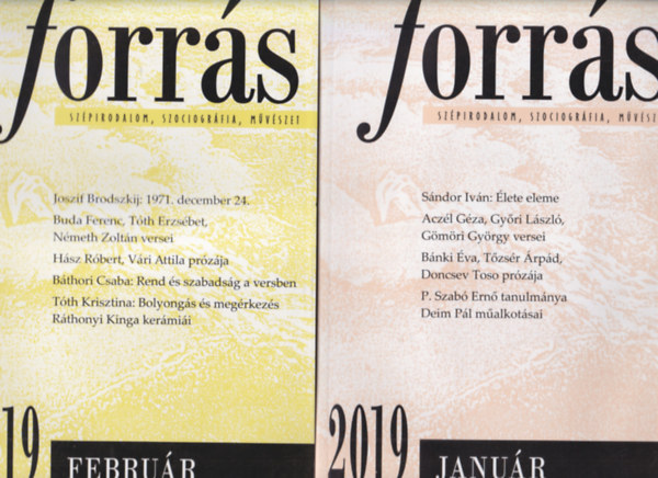 F�zi L�szl� (szerk.), Buda Ferenc - Forr�s 2019. janu�r, febru�r, �prilis, j�lius-augusztus, szeptember, okt�ber (7 sz�m)