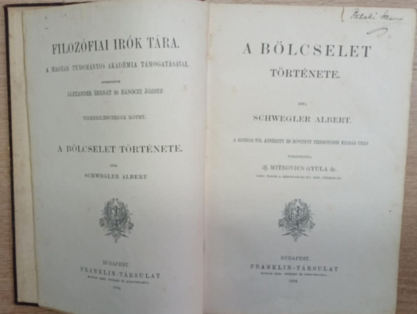 Schwegler Albert - A blcselet trtnete (Filozfiai rk Tra XIX. ktet)