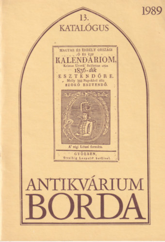 13. katal�gus - Borda Antikv�rium 1989