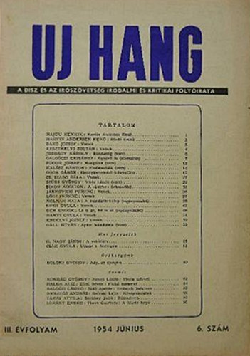 Erdei S�ndor (szerk.) - Uj hang - III. �vfolyam 6. sz�m, 1954. j�nius