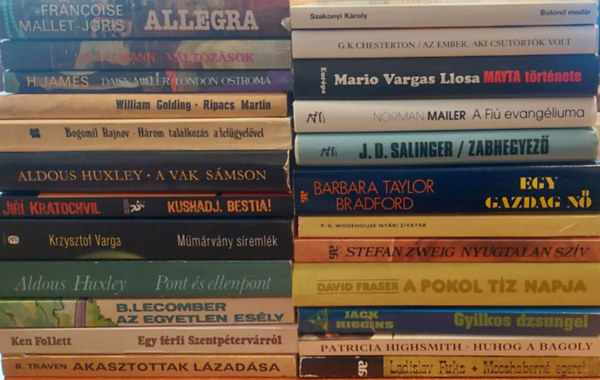 Liv Ullmann, H. James, William Golding, Bogomil Rajnov, Aldous Hunxley, Jir Kratochvil, Krzystof Kieslowski, Brian Lecomber, Ken Follett, B. Traven, Szakonyi Kroly, C.K. Chesterton, Mario Vargas L - ---