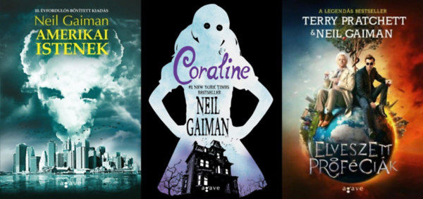 Neil Gaiman, Terry Pratchett - 3 db Neil Gaiman fantasy reg�ny: Coraline + Amerikai istenek + Elveszett pr�f�ci�k