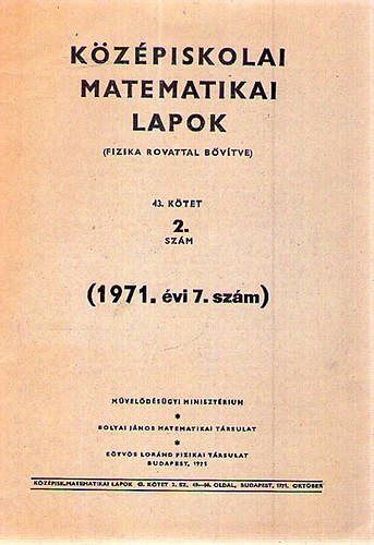 Kzpiskolai Matematikai Lapok (Fizika rovattal bvtve)