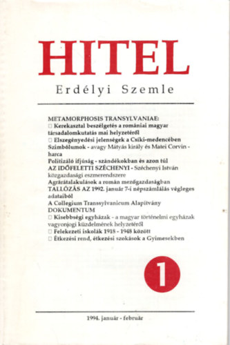 Horváth István, Bíró Á. Zoltán - Hitel Erdélyi Szemle 1994. január-február (egybekötve)