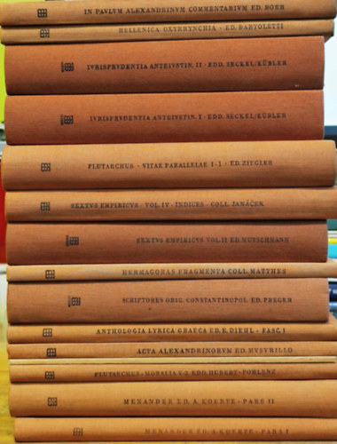 Menander, Plutarchus (Plutarkhosz), Rufus Ephesius, Hermagoras, Héliodórosz - Bibliotheca Teubneriana - 6. könyvcsomag (15 kötet) (görög-latin nyelven)