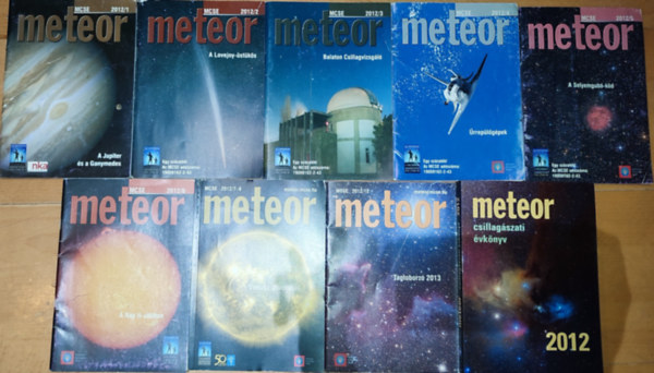 9db Meteor foly�irat - 2012/1.; 2.; 3.; 4.; 5.; 6.; 7-8.; 12.; Csillag�szati �vk�nyv 2012