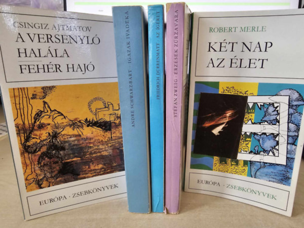 Stefan Zweig, Robert Merle, Friedrich Drrenmatt, Andre Schwarz-Bart, Csingiz Ajtmatov - 5db Eurpa zsebknyv: rzsek zrzavara+ Kt nap az let+ Az gret+ Igazak ivadka+ A versenyl halla/ Fehr haj - KNYVMENT AJNLAT