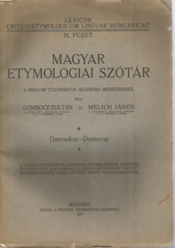 Gombocz Zoltn-Melich Jnos - Magyar etymologiai sztr IX. fzet
