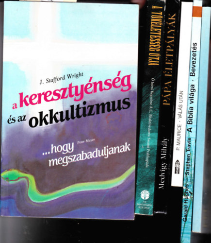 6 db knyv valls tmban:Wright:A keresztnysg s az okkultizmus + Swami Prabhupda:A tkletssg tja + Medvigy Mihly: Ppa letplyk + P.Maurice:Vls utn + R.Laurentin:Csodk El Pasban + G.Hughes-S.Travis:A biblia vil