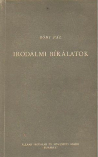 Sőni Pál - Irodalmi bírálatok