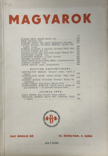 Magyarok - 1947 Április - III. évfolyam 4. szám
