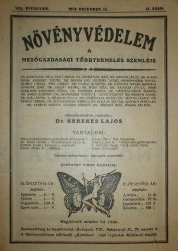 Dr. Kerekes Lajos (szerk.) - Nvnyvdelem VIII. vfolyam 12. szm