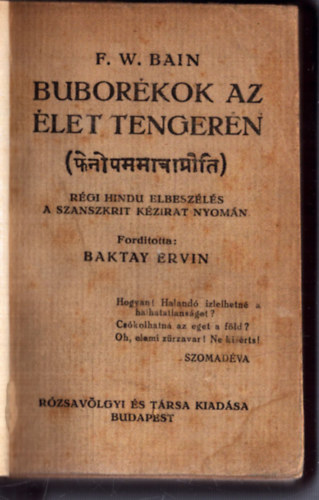 F.W.-Baktay E. (ford.) Bain - Buborkok az let tengern