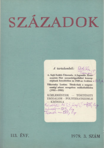 Századok 1979/3. (A Magyar Történelmi Társulat közlönye)