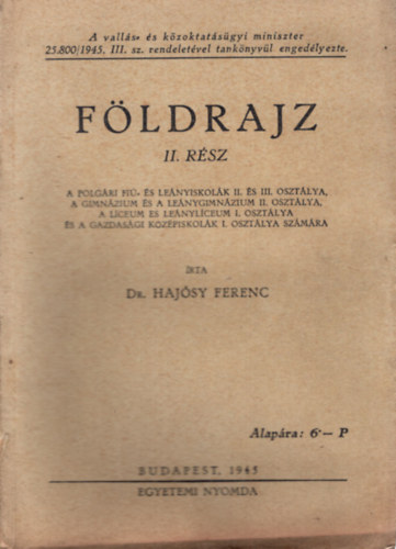 Hajsy Ferenc dr. - Fldrajz II. rsz