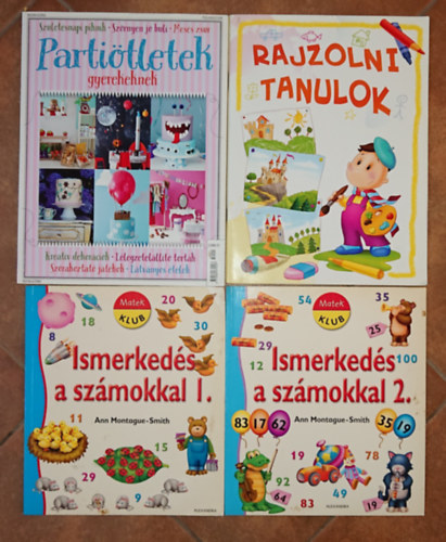 4 foglalkoztat fzet gyerekeknek: Rajzolni tanulok, Ismerkeds a szmokkal I-II., Partitletek gyerekeknek