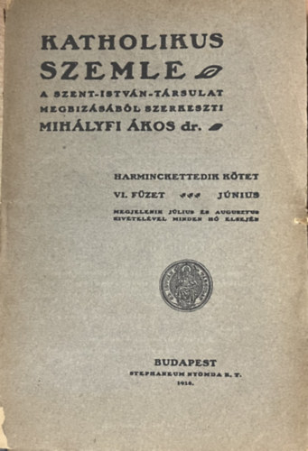 Katolikus szemle 1918. j�nius