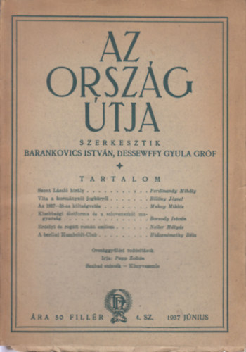 Dessewffy Gyula grf (szerk.), Barankovics Istvn - Az orszg tja 1937. jnius (4.szm)