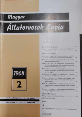 Magyar Állatorvosok Lapja - 1968 2., 23. évfolyam 53-112 oldal