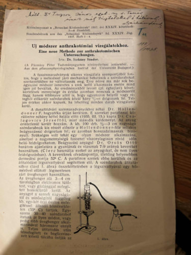 dr. Sárkány Sándor - Új módszer anthrakotómiai vizsgálatokhoz