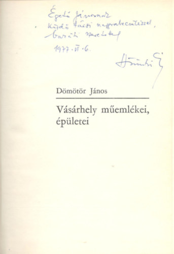 Dmtr Jnos - Vsrhely memlkei, pletei
