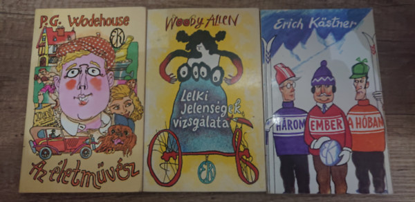P. G. Wodehouse, Woody Allen, Erich Kästner - 3 fergeteges könyv a hosszú téli estékre: Három ember a hóban, Lelki jelenségek vizsgálata, Az életművész