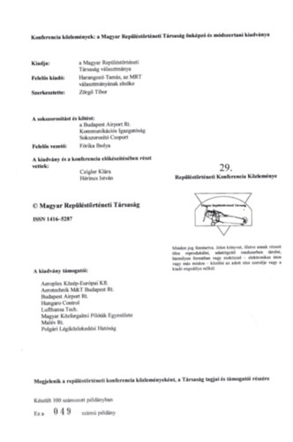 Zrg Tibor (szerk.) - A replstrtneti konferencia kzlemnyei 2004 (szmozott: 49/100 sz. pldny)