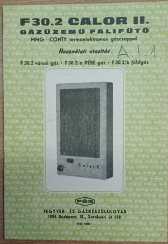 F30.2 CALOR II. g�z�zem� falif�t� - Haszn�lati utas�t�s