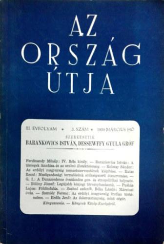 Barankovics Istvn, Dessewffy Gyula grf (szerk.) - Az orszg tja III. vf. 3. szm 1939 mrcius h