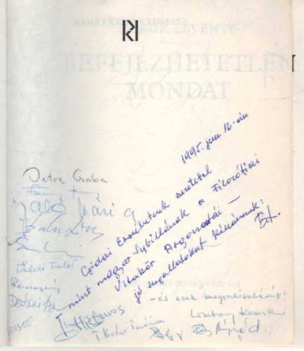 Bokor Levente - Befejezhetetlen mondat- Versek