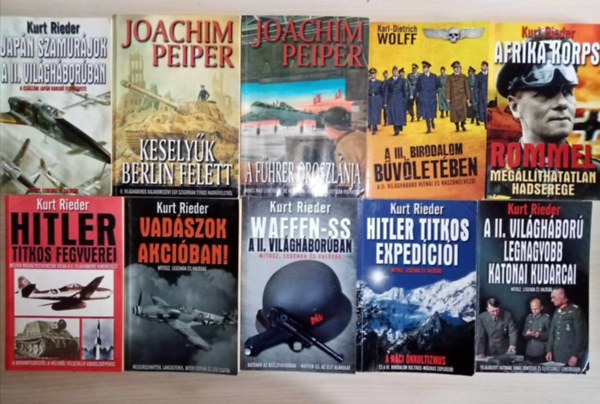 Kurt Rieder, Karl-Dietrich Wolff, Joachim Peiper - Vagabund "Mtosz, legenda s valsg" knyvcsomag (10db) Japn szamurjok a II. vilghborban / Keselyk Berlin felett / A fhrer oroszlnja / A III. birodalom bvletben / Afrikai korps / Hitler titkos fegyverei / Vadszok akcib