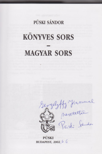 Püski Sándor - Könyves sors-Magyar sors
