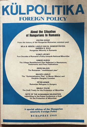 Dr. P�ter Hardi - K�lpolitika - Foreign Policy